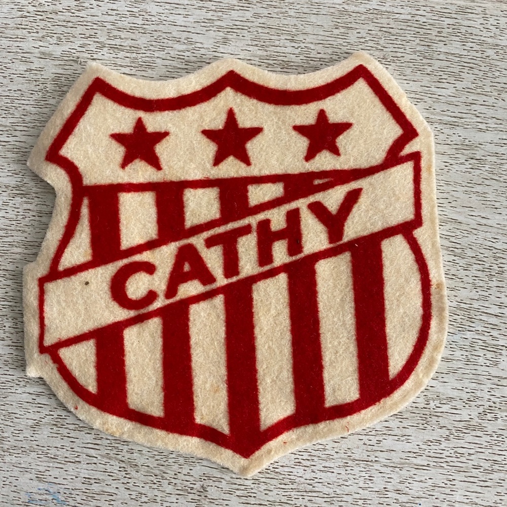 Vintage Sweater Varsity Name Patch The Felt Crafters “Cathy“ 1940s-50s